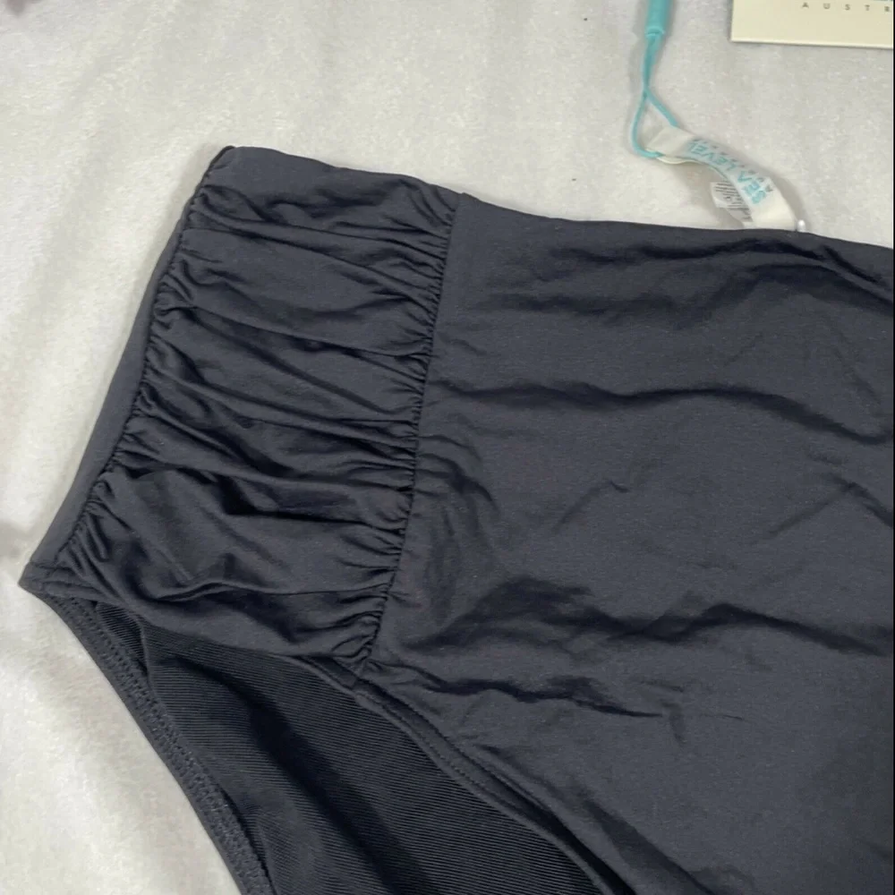 NWT Sea Level [ 8 US/ 12 UK] High Waist Gathered Side Bikini Bottoms‎ Black